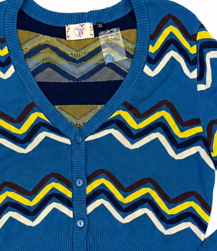 Cardigan Good Vibes mit Zick-Zack Muster, Blau