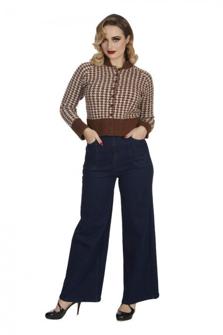 Cardigan Hattie mit Hahnentrittmuster, Braun