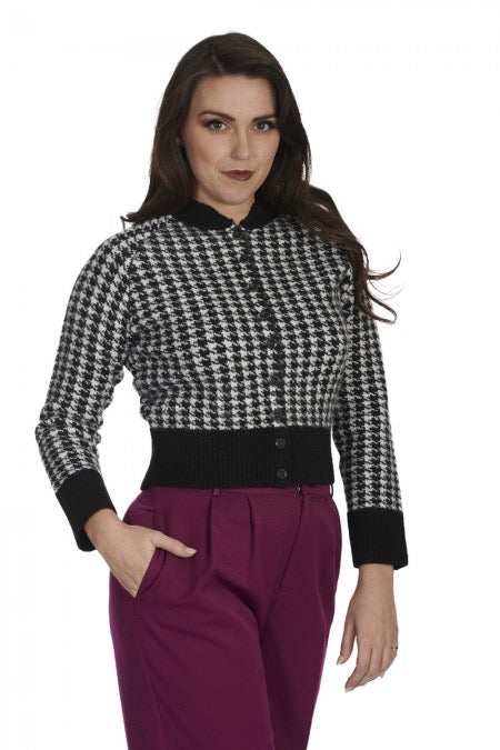 Cardigan Hattie mit Hahnentrittmuster, Schwarz