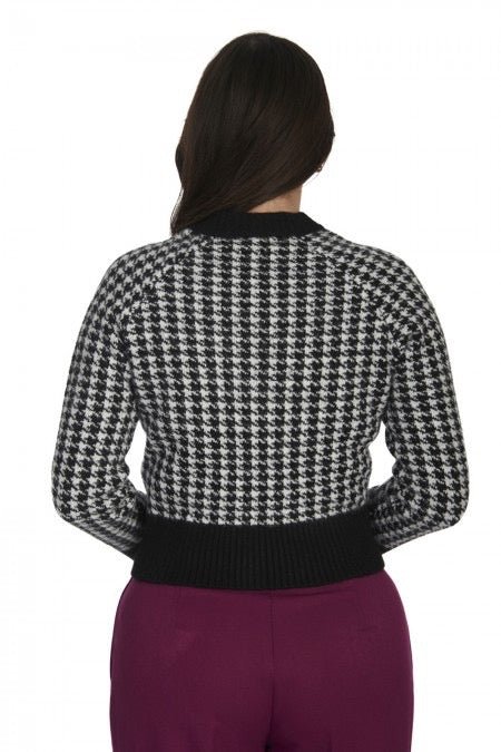 Cardigan Hattie mit Hahnentrittmuster, Schwarz