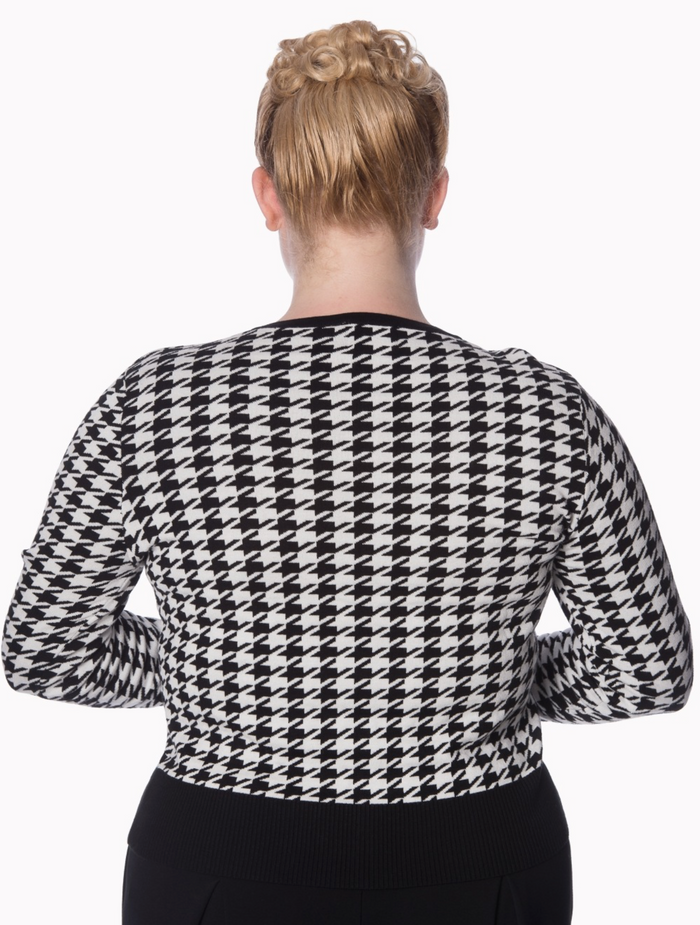 Cardigan Izzy mit Hahnentritt- Muster und Keyhole-Detail, Schwarz-Weiß