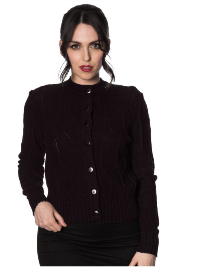 Cardigan Midnight Daze mit Zopfmuster, Schwarz