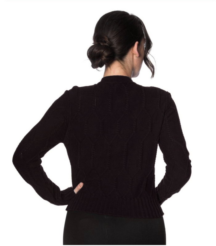 Cardigan Midnight Daze mit Zopfmuster, Schwarz