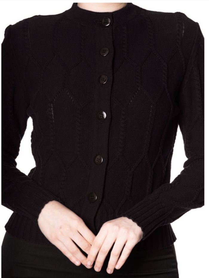 Cardigan Midnight Daze mit Zopfmuster, Schwarz
