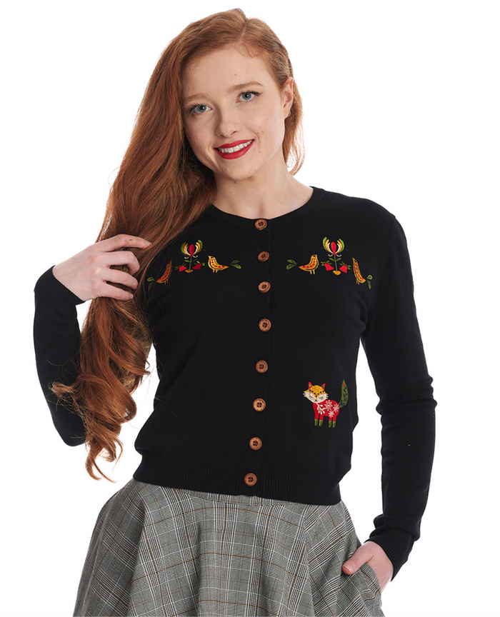 Cardigan Scandi Fox, Schwarz