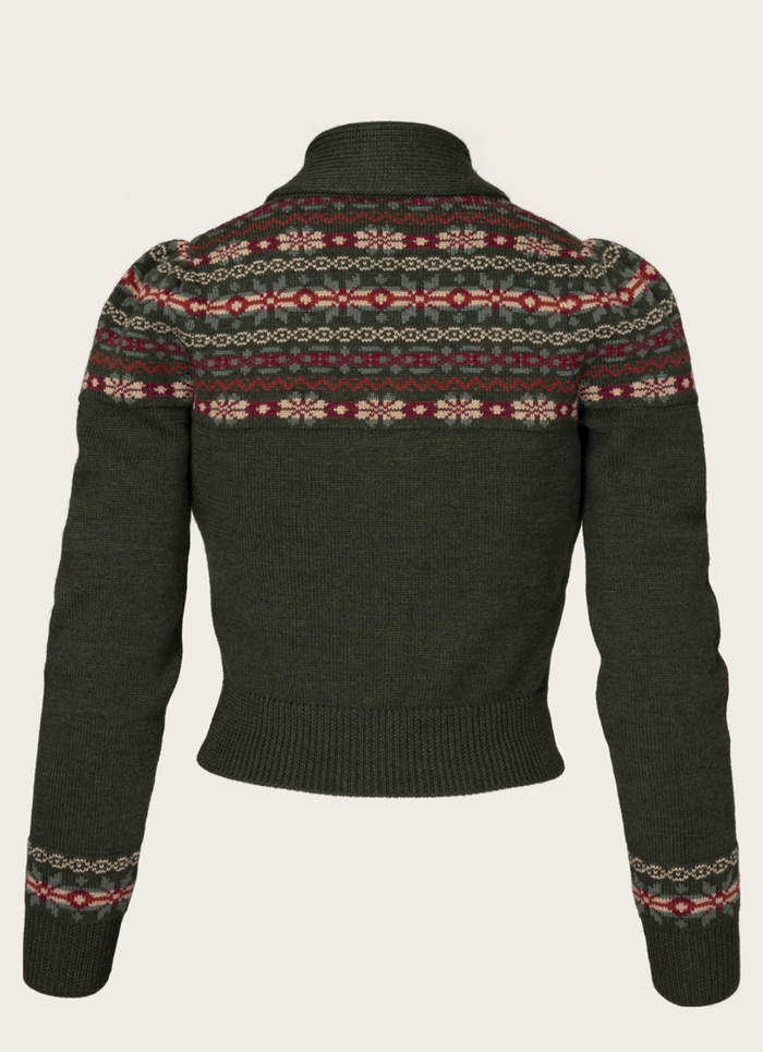 Cardigan The Fair Isle mit Merinowolle, Pine Green