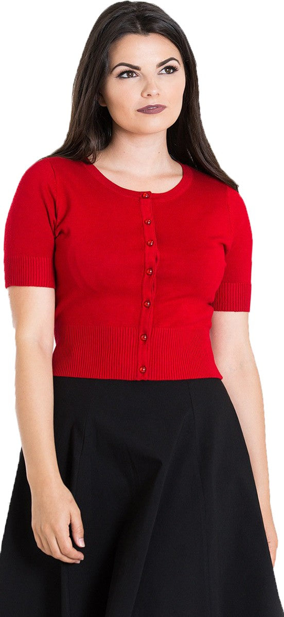 Cardigan Wendi, Kurzarm, Rot, Plus Size
