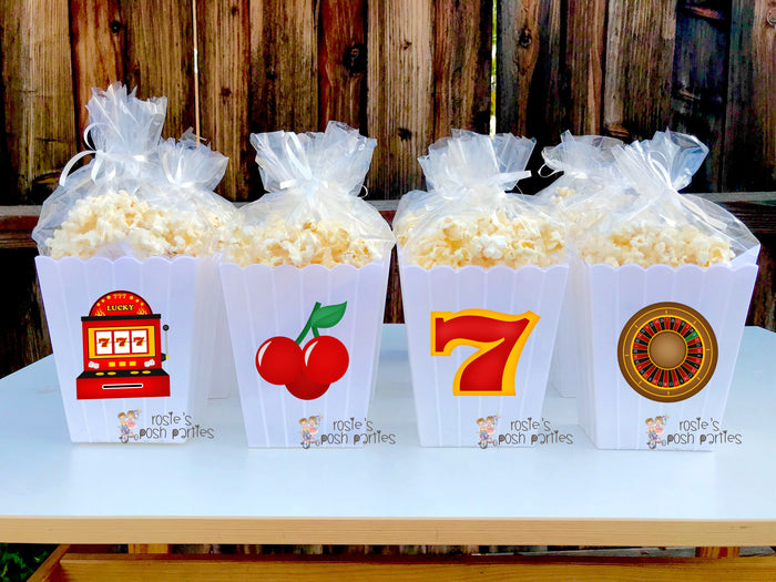 Casino Night Theme Party Popcorn Favor Bins