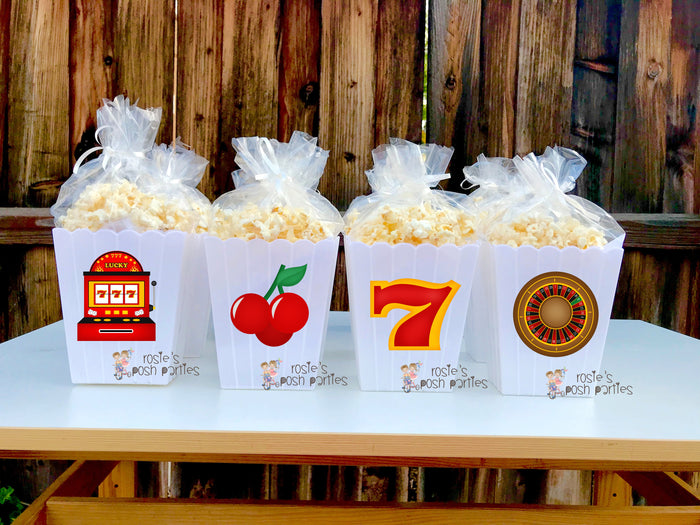 Casino Night Theme Party Popcorn Favor Bins
