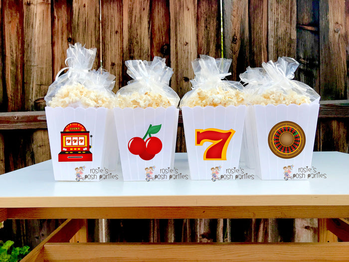 Casino Night Theme Party Popcorn Favor Bins