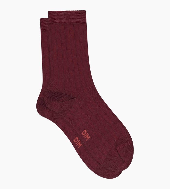 Chaussettes femme côtelées en coton satiné Dahlia Dim Mode