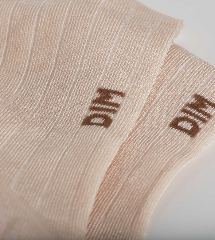 Chaussettes femme côtelées en coton satiné Ivoire Dim Mode