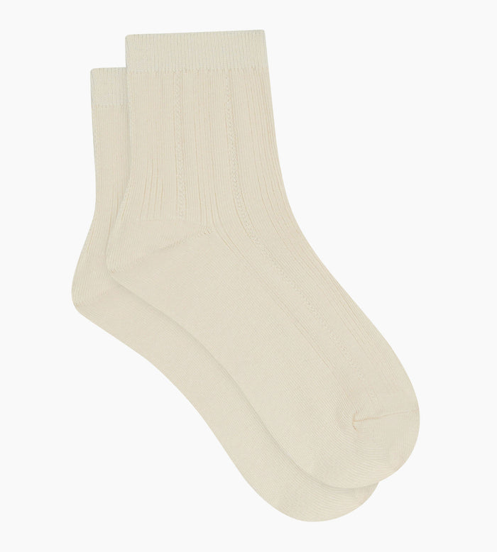 Chaussettes femme en coton pointelle Ivoire La Mode de Dim
