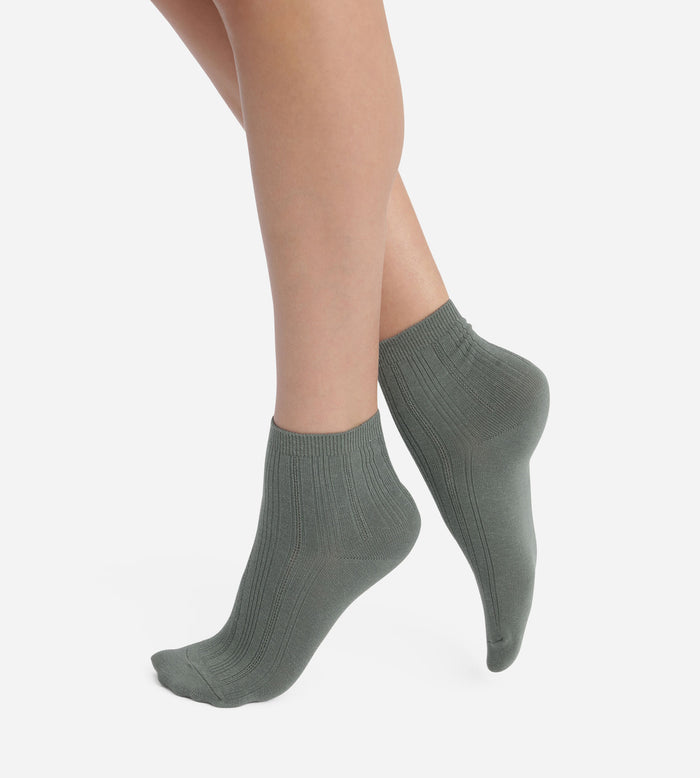 Chaussettes femme en coton pointelle Vert Iceberg La Mode de Dim