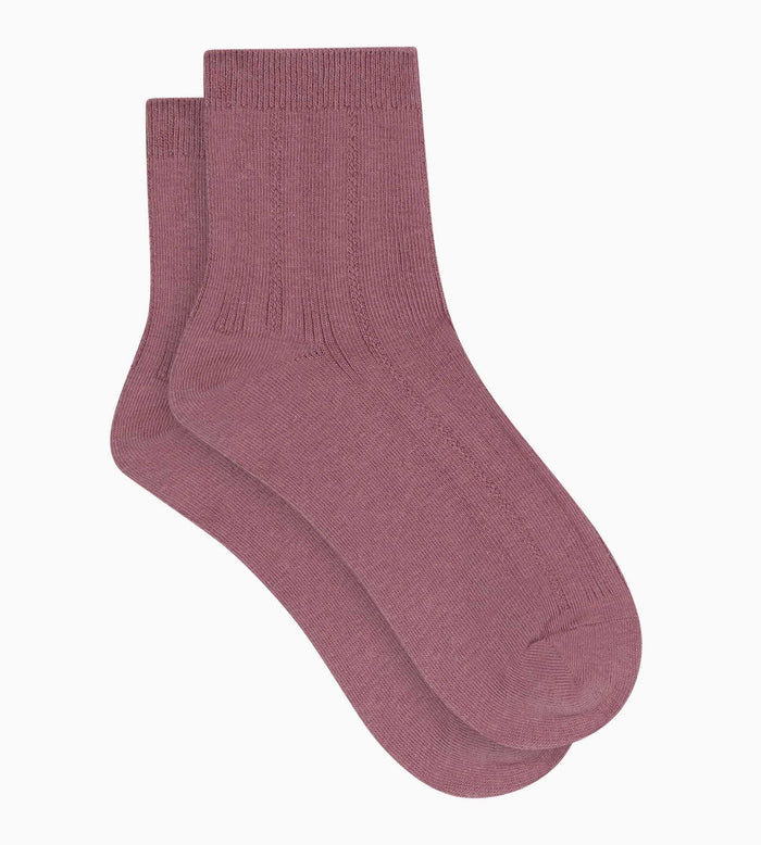 Chaussettes femme en coton pointelle Vieux Rose La Mode de Dim