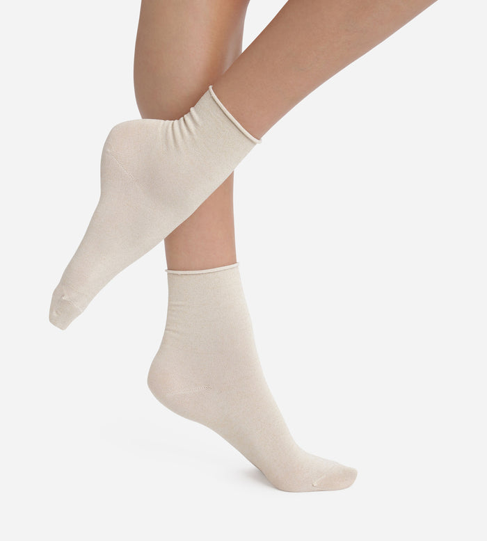 Chaussettes femme en lurex Beige Dim Mode
