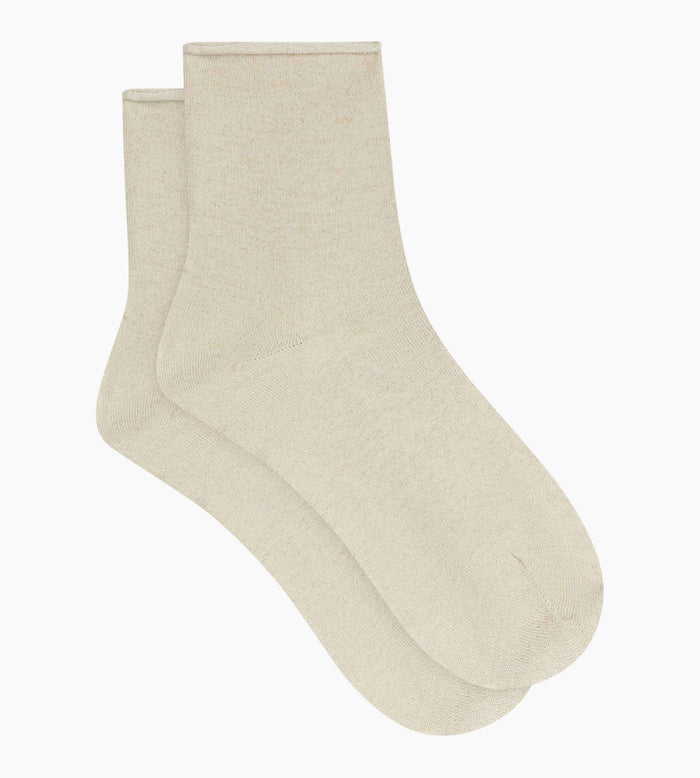 Chaussettes femme en lurex Beige Dim Mode