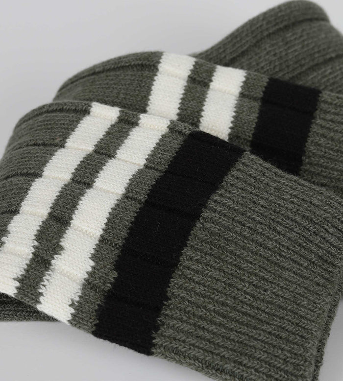 Chaussettes homme olive à rayures Bambou