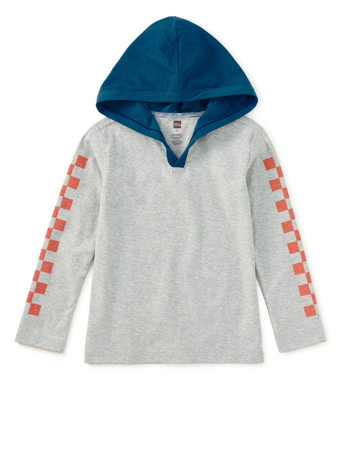 Checker Sleeves Happy Hoodie