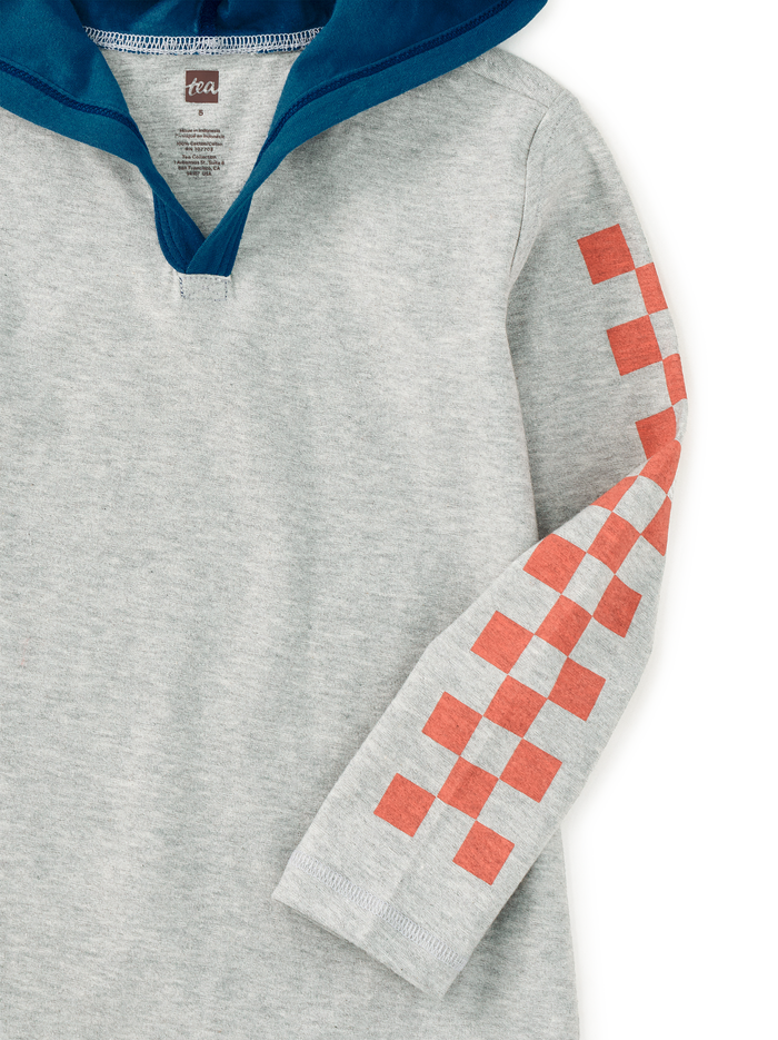 Checker Sleeves Happy Hoodie