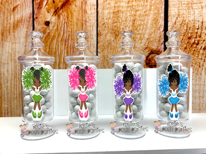 Cheerleader Birthday Theme Apothecary Favor Jars