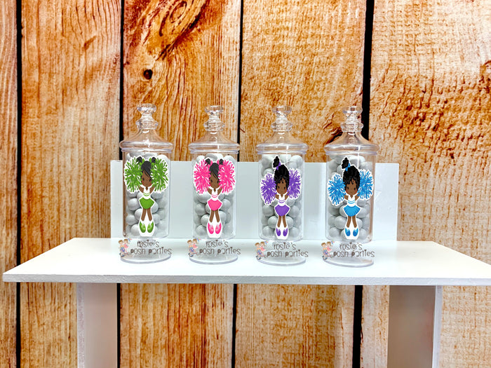 Cheerleader Birthday Theme Apothecary Favor Jars