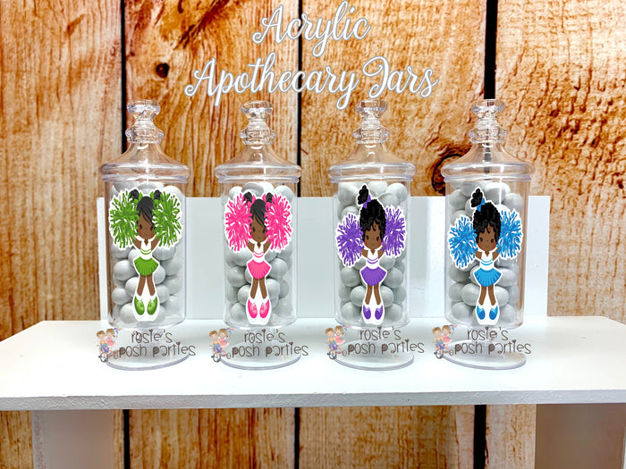 Cheerleader Birthday Theme Apothecary Favor Jars