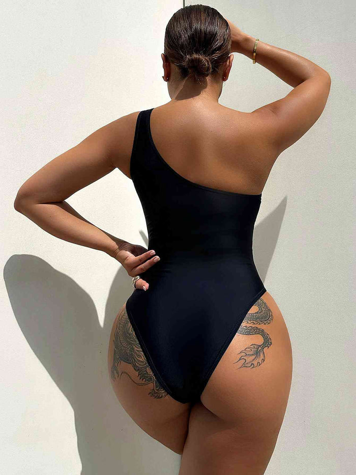 Chic One-Shoulder Sleeveless One-Piece Swimsuit for Summer