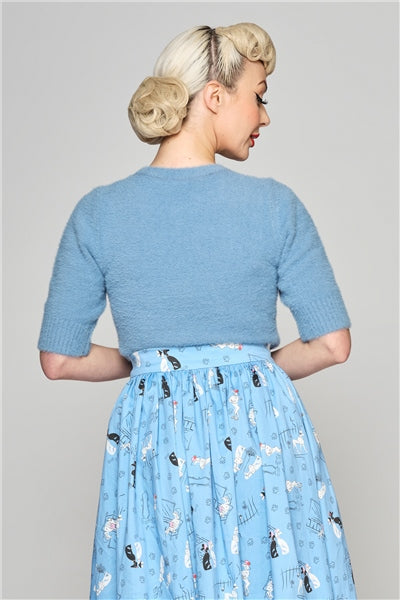 Chrissie Fluffy Knitted Top, Hellblau