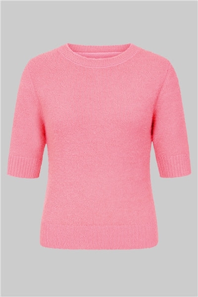 Chrissie Fluffy Knitted Top, Rosa