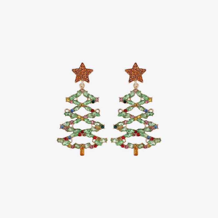 Christmas Tree Rhinestone Alloy Earrings