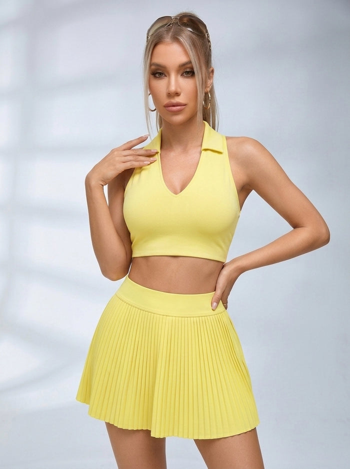 Collared Keyhole-Back Tennis Set