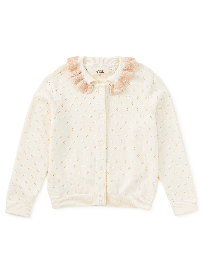 Collared Pointelle Cardigan