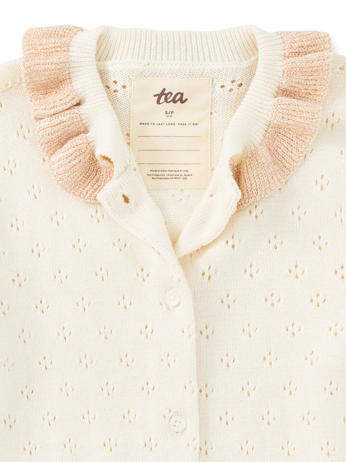 Collared Pointelle Cardigan