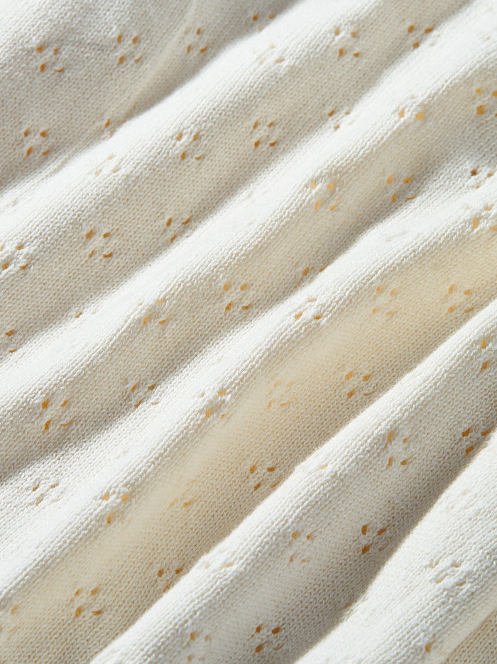 Collared Pointelle Cardigan