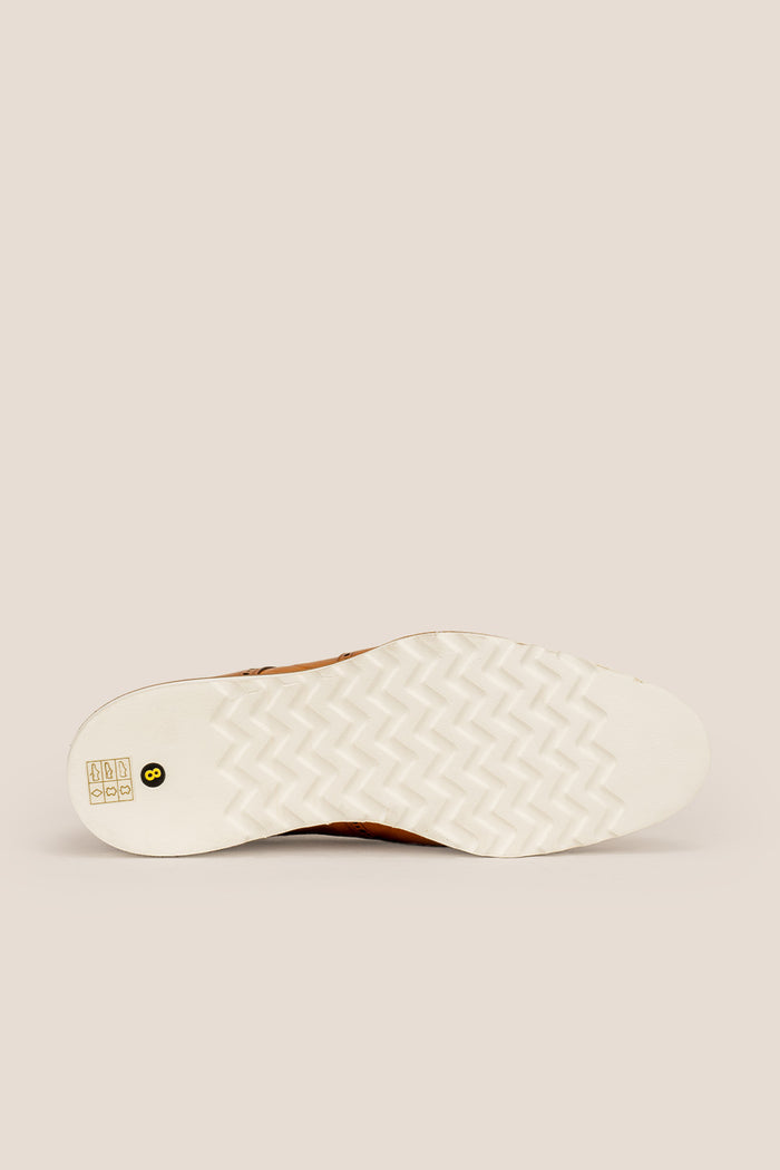 Men’s Conner tan leather derby trainers combining classic leather with sporty trainer design for versatile casual and smart looks.