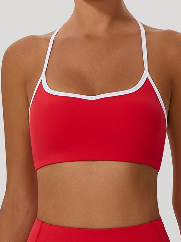 Contrast Color Stripes Sports Bras