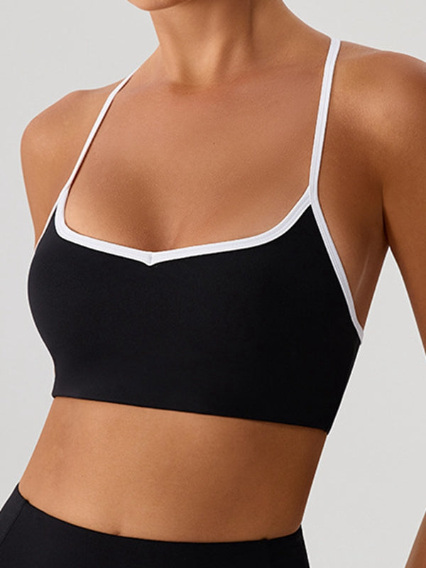 Contrast Color Stripes Sports Bras