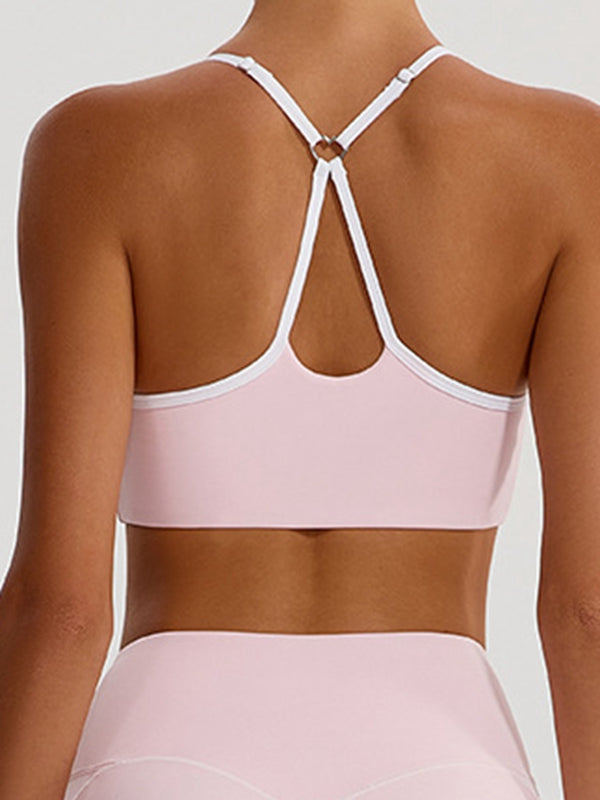 Contrast Color Stripes Sports Bras
