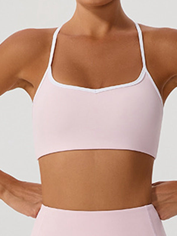 Contrast Color Stripes Sports Bras