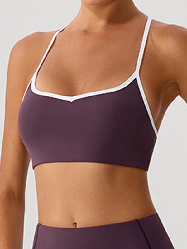 Contrast Color Stripes Sports Bras