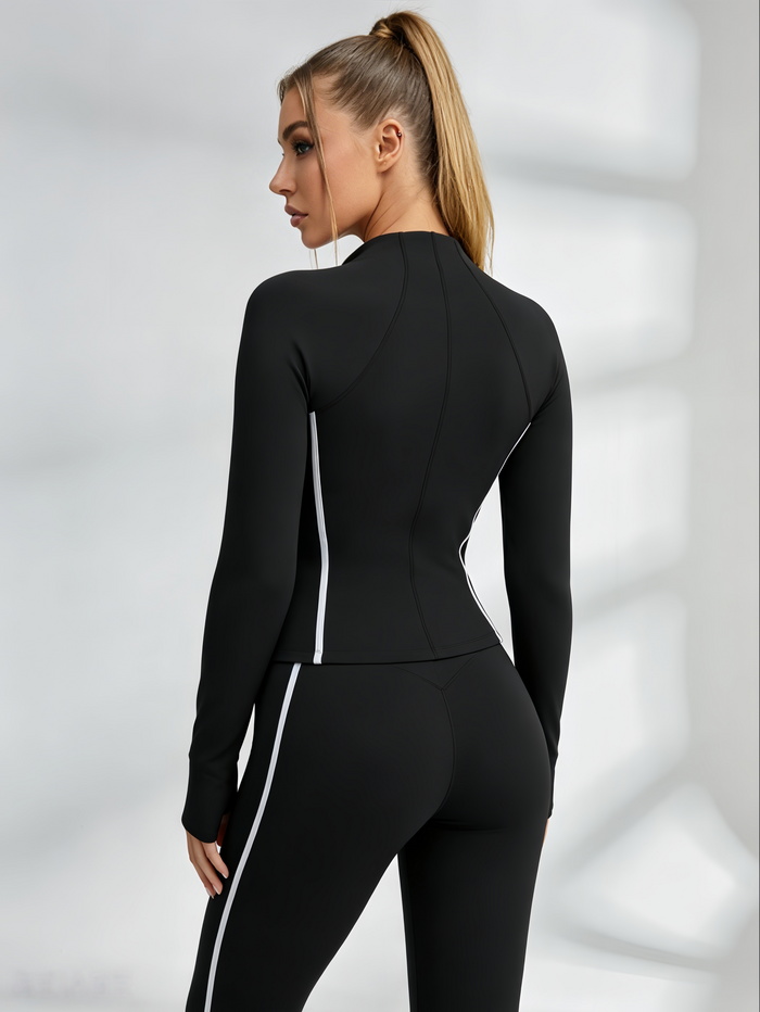 Contrast Color Stripes Zipper Tracksuit