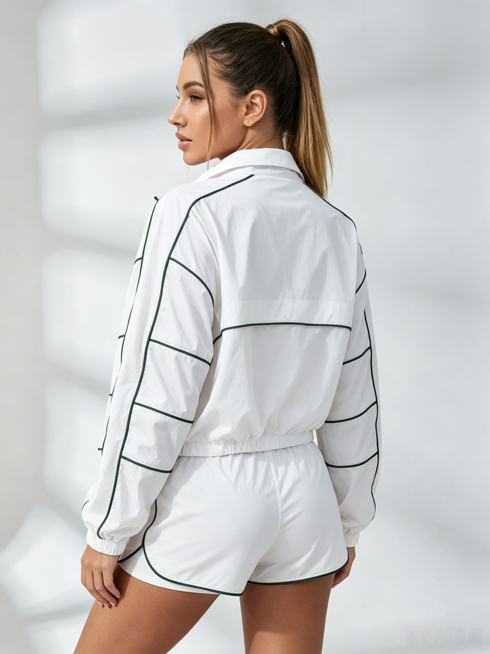Contrast Color Zipper Pocket Casual Loose Quick Dry Jackets