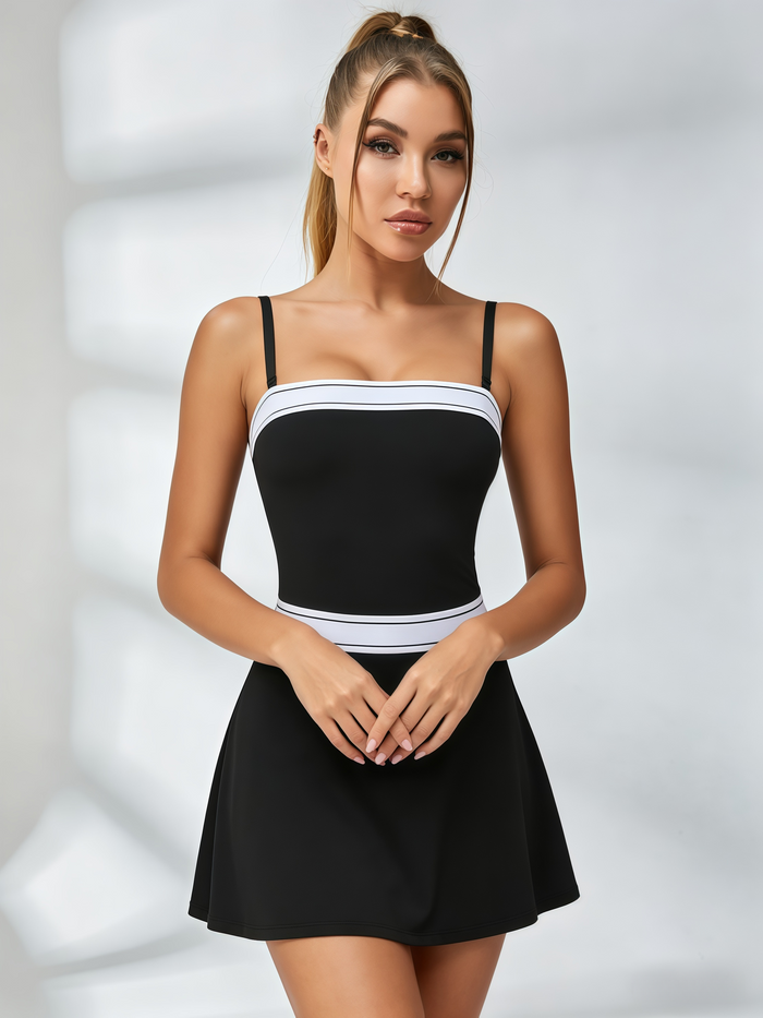 Contrast-Stripe Cami Tennis Dress