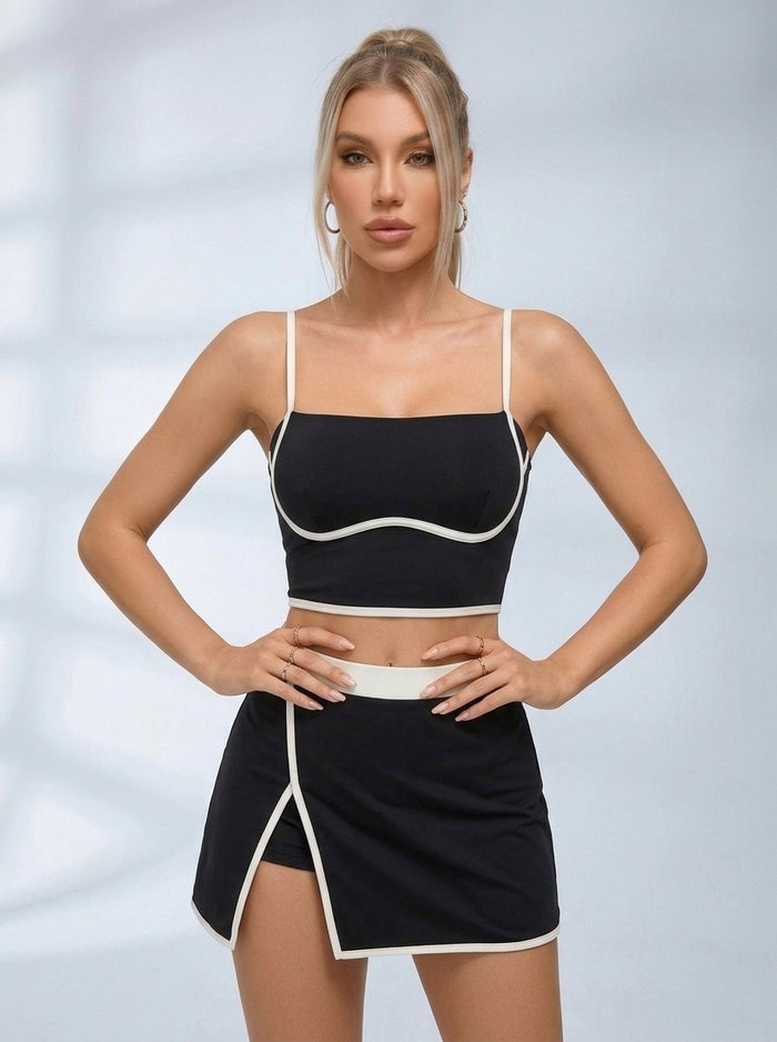 Contrast-Trim Bustier Tennis Set