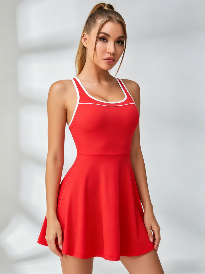 Contrast Trim Racerback Tennis Dress