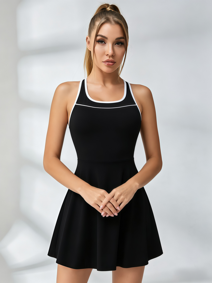 Contrast Trim Racerback Tennis Dress