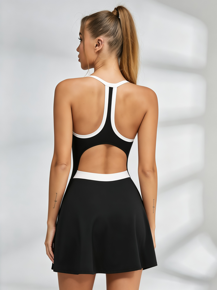 Contrast Trim Racerback Tennis Dress