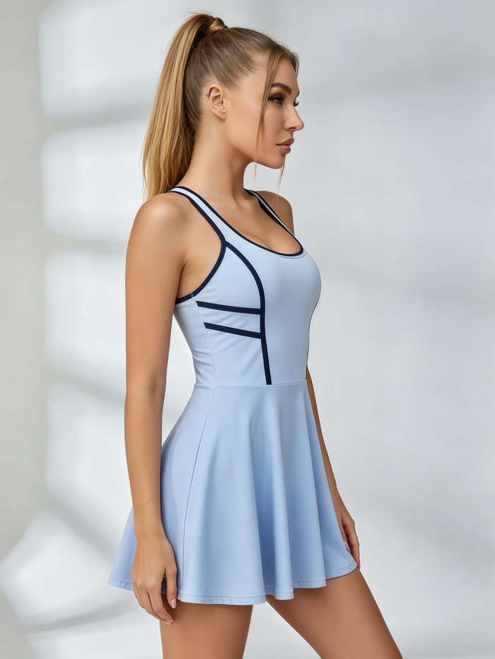 Contrast‑Trim Racerback Tennis Dress