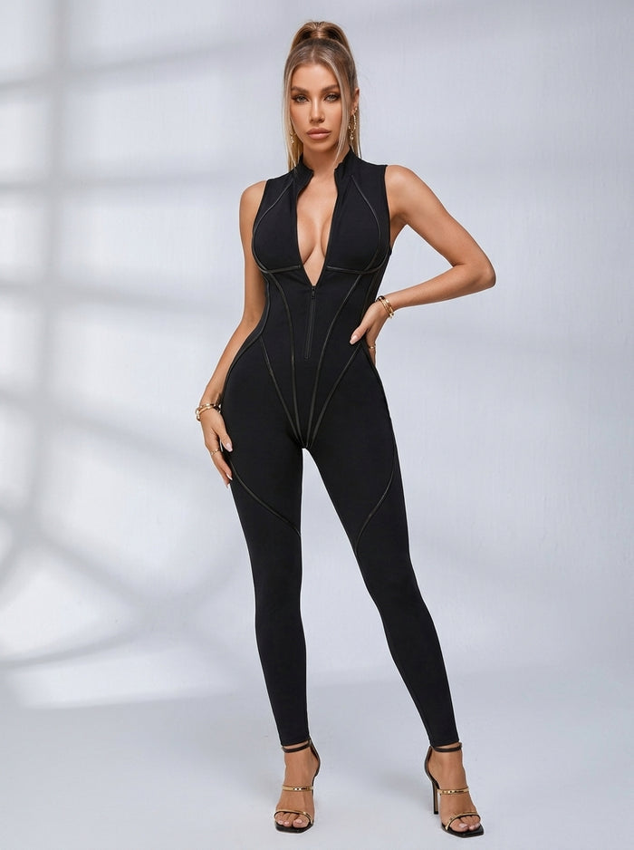 Corset Zipper Peach Booty Jumpsuit